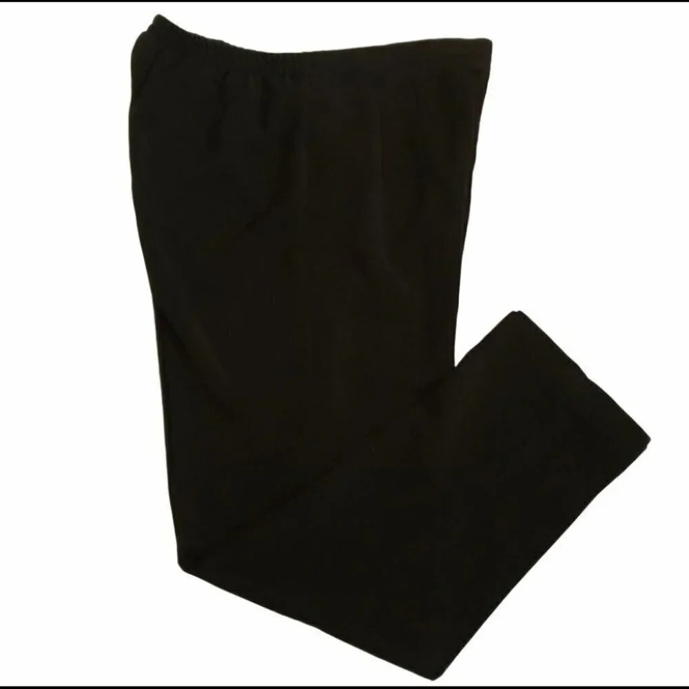 Sag Harbor Dress Pants 14 Black Elastic Back Straight Leg High Rise Pull On